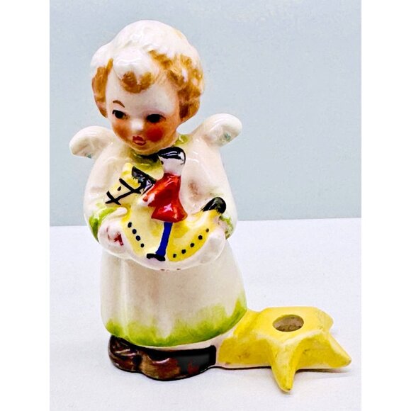 Vintage Goebel Angel Candle Holder Teddy Bear Rocking Horse Lot of 2 - Picture 2 of 11